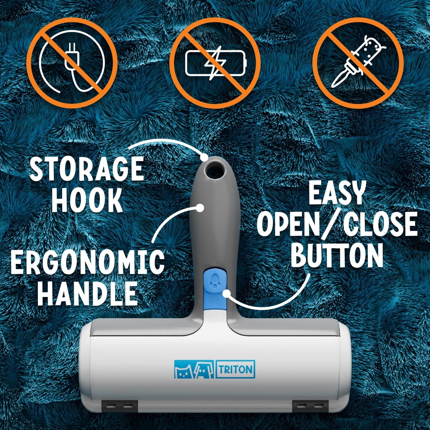 Pet Hair Removal Tool W/Fur Trapping Compartment and Detachable Handle, 60% Smaller Storage Size, Reusable Shedding Roller, Cat and Dog Hair Remover for Car, Furniture, Carpet (Gray/White)