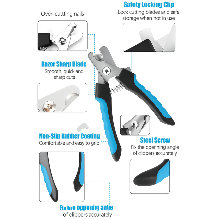 Professional Pet Nail Clipper with Safety Guard Stainless Steel Scissors Cat Dog for Claw Care Grooming Supplies Size Fits