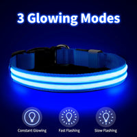 LED Dog Collar Flashing Light up Dog Collar 100% Waterproof Rechargeable Safety Adjustable Pets Collar Increased Visibility Super Bright for Small Medium Large Dog - Blue - S