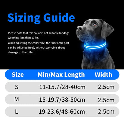 LED Dog Collar Flashing Light up Dog Collar 100% Waterproof Rechargeable Safety Adjustable Pets Collar Increased Visibility Super Bright for Small Medium Large Dog - Blue - S